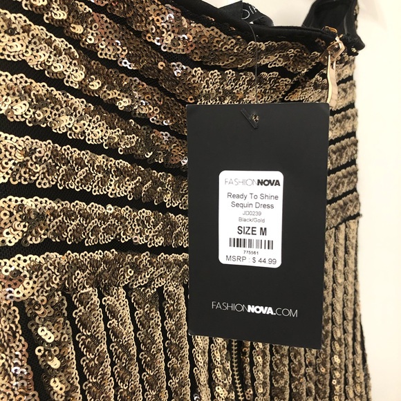 Fashion Nova Gold Sequin Dress - Picture 6 of 6
